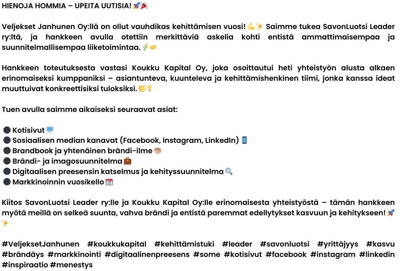 IENOJA HOMMIA – UPEITA UUTISIA!